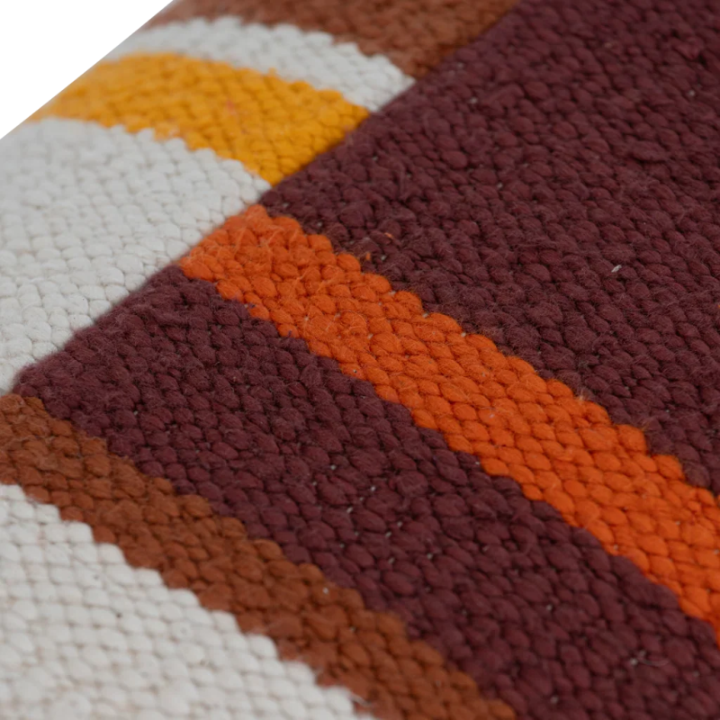 Coussin rectangulaire rayé terracotta...