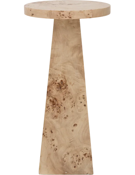 Sellette ronde en placage de loupe de bois Mota