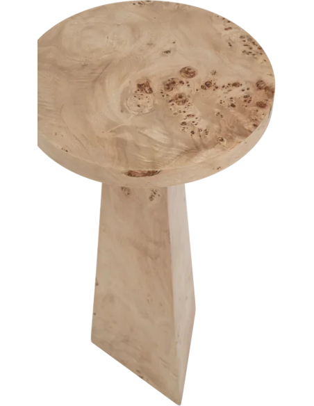 Sellette ronde en placage de loupe de bois Mota