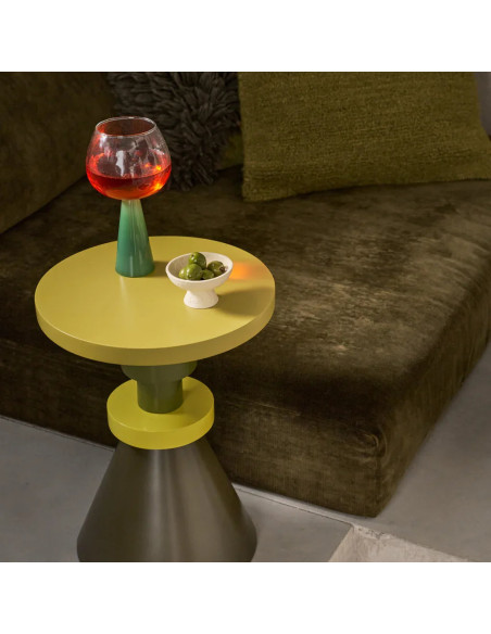 Table d’appoint verte totem en manguier Ø30x41 cm Gjeng