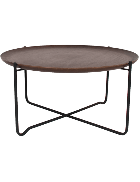 Table basse ronde manguier plateau amovible Fez
