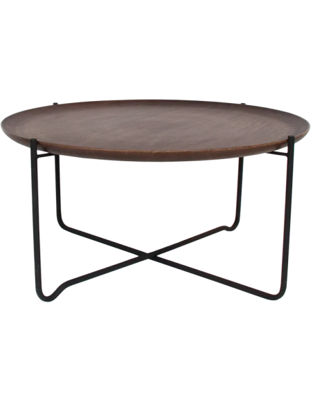 Table basse ronde manguier plateau amovible Fez