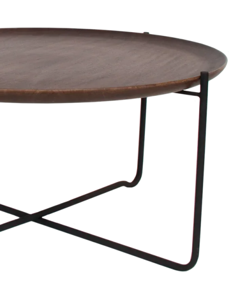 Table basse ronde manguier plateau amovible Fez