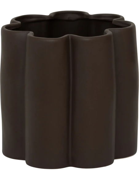 Cache-pot céramique brun cannelé Ø21 cm Nari