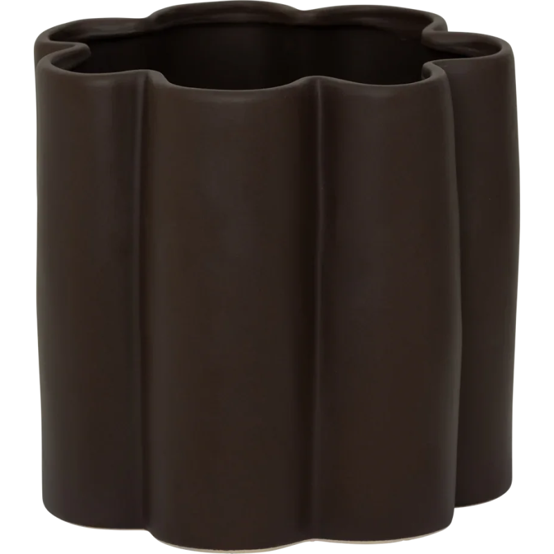 Cache-pot céramique brun cannelé Ø21...