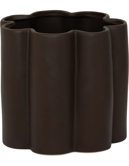 Cache-pot céramique brun cannelé Ø21 cm Nari