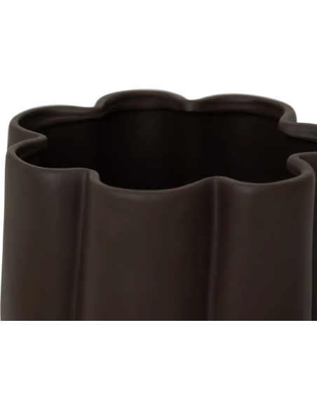 Cache-pot céramique brun cannelé Ø21 cm Nari