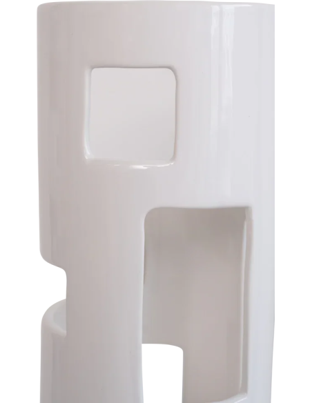 Lampe à poser céramique blanche ajourée Ludico
