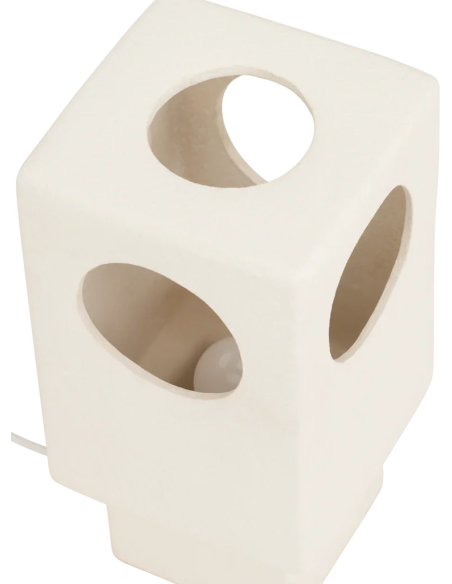Lampe à poser grès blanc ajouré Lycka