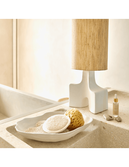 Lampe à poser céramique et soie Hikari