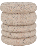 Pouf rond beige en tweed de coton Cinco