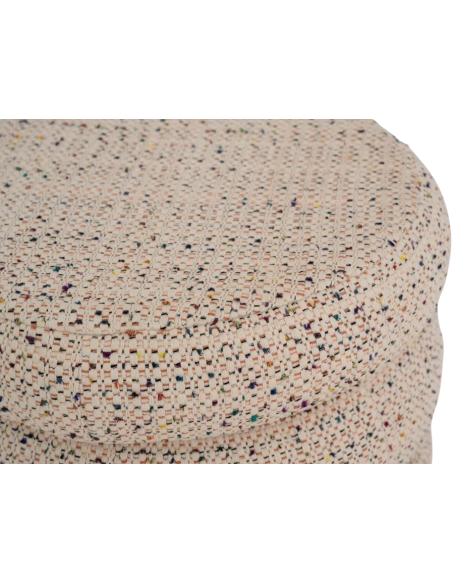 Pouf rond beige en tweed de coton Cinco