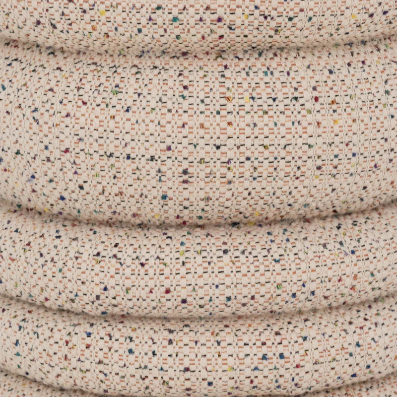 Pouf rond beige en tweed de coton Cinco
