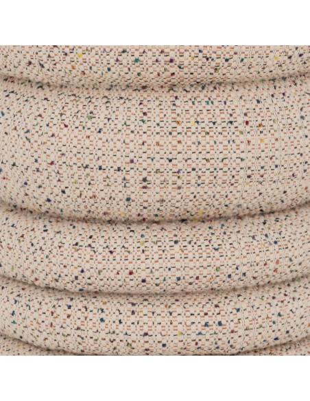 Pouf rond beige en tweed de coton Cinco