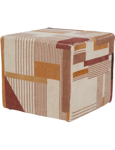 Pouf carré motif géométrique terracotta Lille