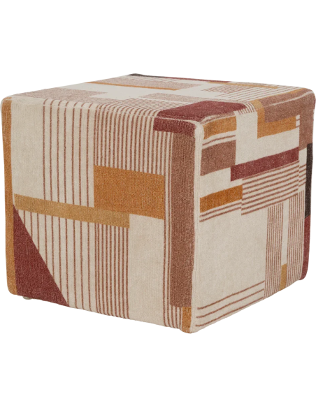 Pouf carré motif géométrique terracotta Lille