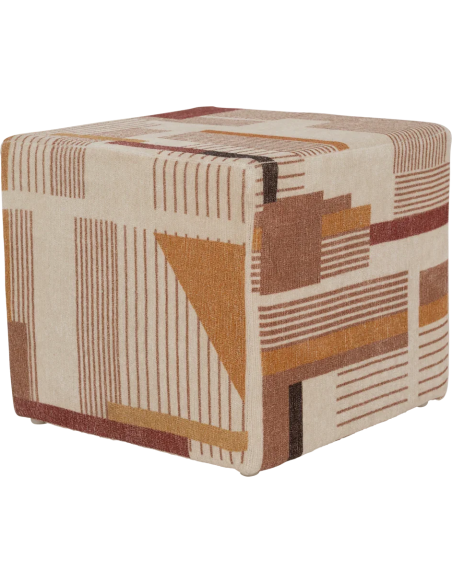 Pouf carré motif géométrique terracotta Lille