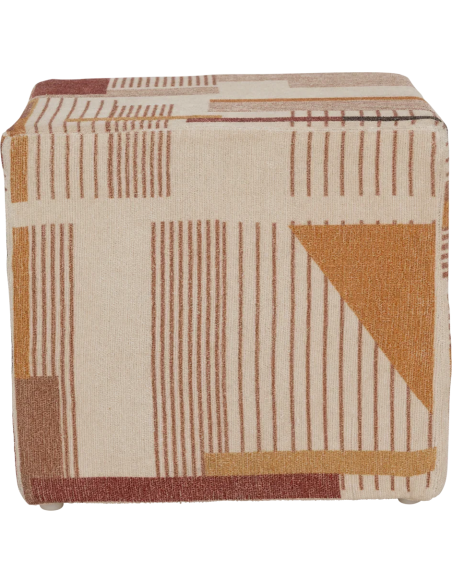 Pouf carré motif géométrique terracotta Lille