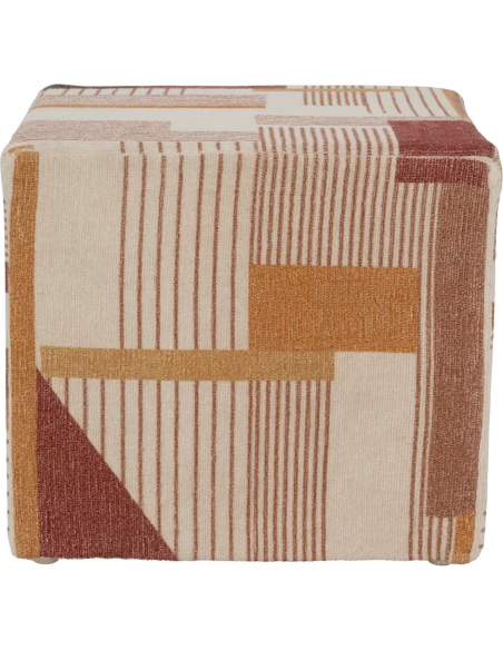 Pouf carré motif géométrique terracotta Lille