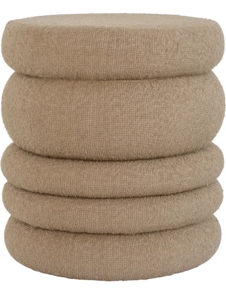 Pouf rond bouclé beige Cinco