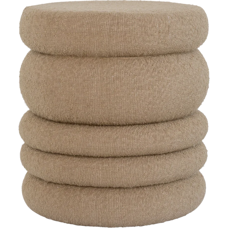 Pouf rond bouclé beige Cinco