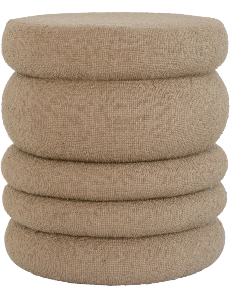 Pouf rond bouclé beige Cinco