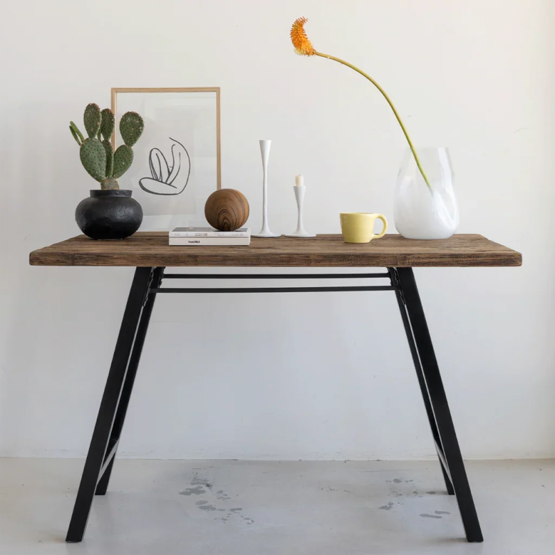 Bureau bois recyclé pieds noirs 120...