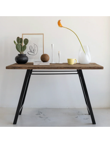 Bureau bois recyclé pieds noirs 120 cm Office