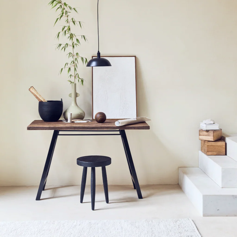 Bureau bois recyclé pieds noirs 120...