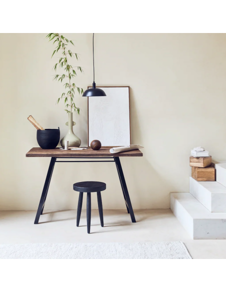Bureau bois recyclé pieds noirs 120 cm Office