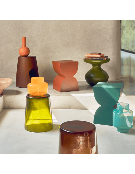 Table d’appoint conique verre recyclé brun Kai