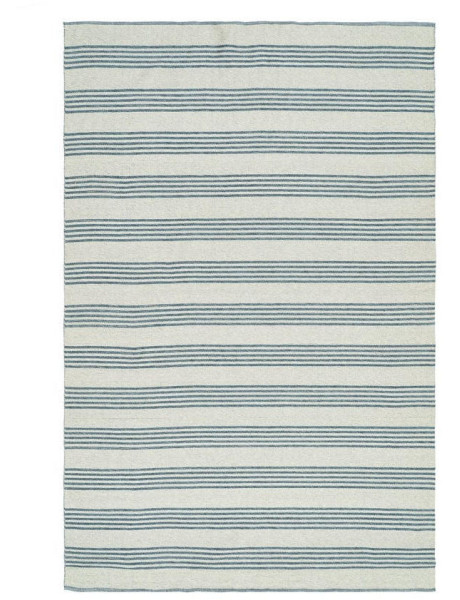 Tapis extérieur réversible en polypropylène rayé bleu...