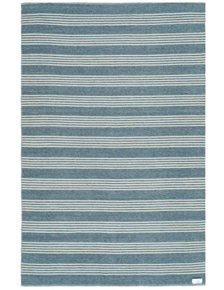 Tapis extérieur réversible en polypropylène rayé bleu écru 160x230 cm Avela