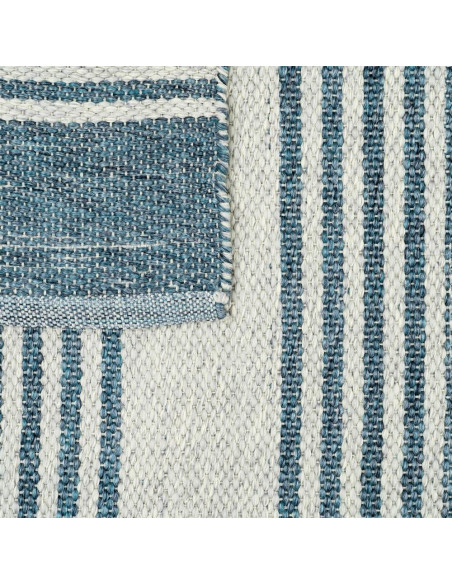 Tapis extérieur réversible en polypropylène rayé bleu écru 160x230 cm Avela