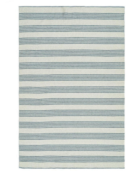 Tapis extérieur rayé bleu écru en polypropylène 200x300 cm Avela