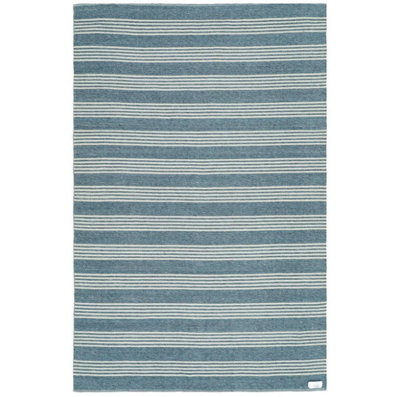 Tapis extérieur rayé bleu écru en...