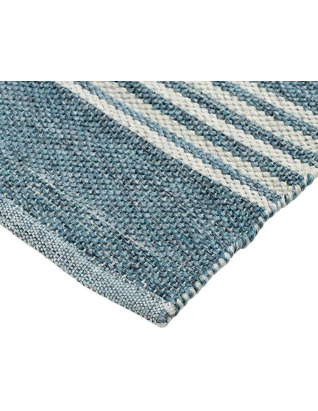 Tapis extérieur rayé bleu écru en polypropylène 200x300 cm Avela