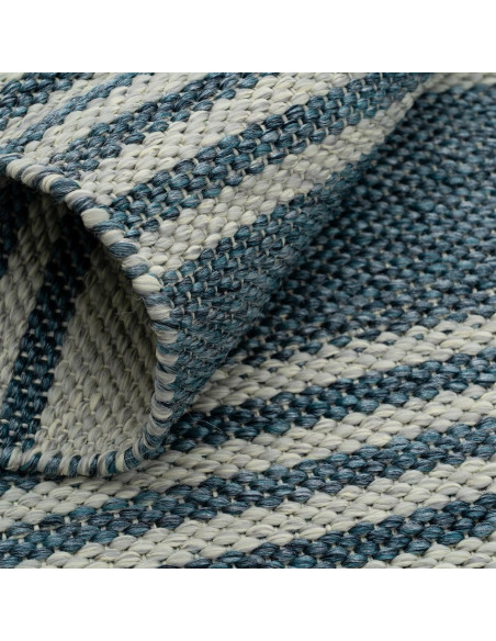 Tapis extérieur rayé bleu écru en polypropylène 200x300 cm Avela