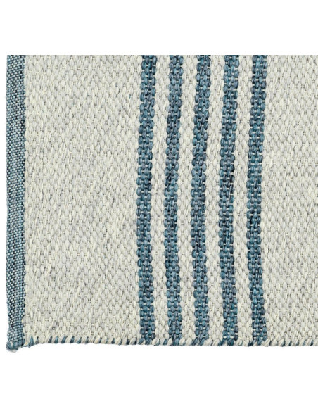 Tapis extérieur rayé bleu écru en polypropylène 200x300 cm Avela