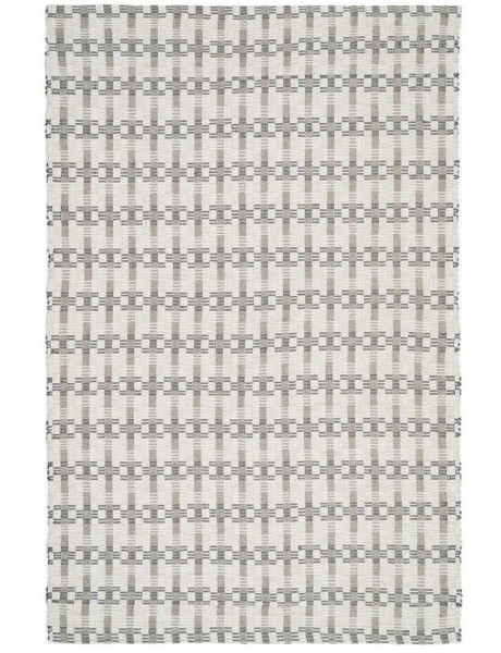 Tapis laine coton écru grège quadrillé 160x230 cm Basilea