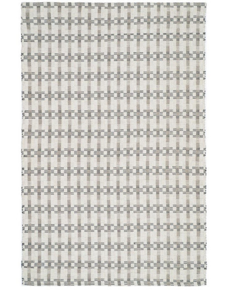Tapis laine coton écru grège quadrillé 160x230 cm Basilea