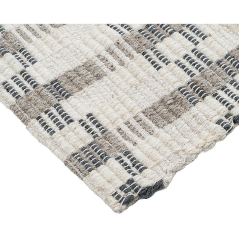 Tapis laine coton écru grège...