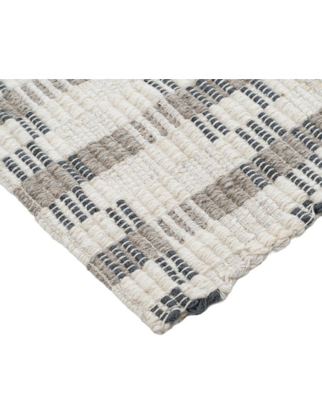 Tapis laine coton écru grège quadrillé 160x230 cm Basilea