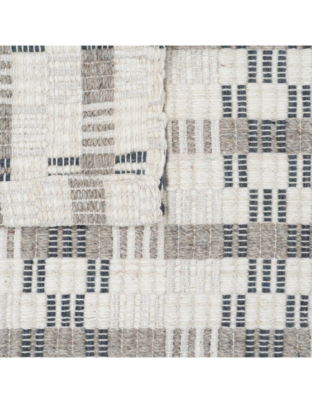 Tapis laine coton écru grège quadrillé 160x230 cm Basilea