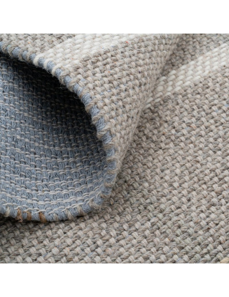 Tapis laine coton rayé gris beige 200x300 cm Mirelva