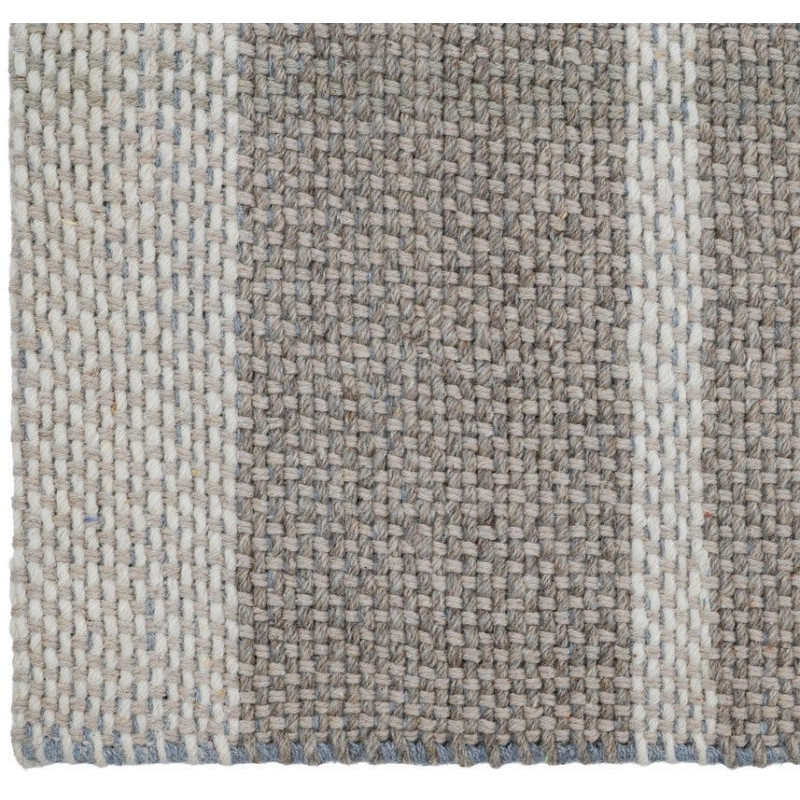 Tapis laine coton rayé gris beige...
