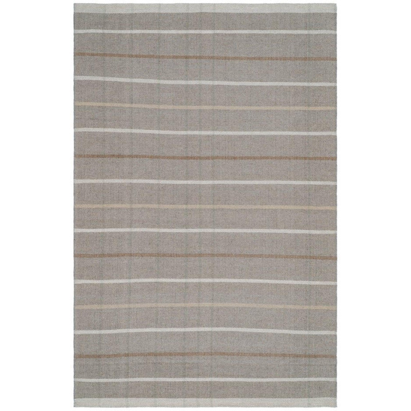 Tapis laine coton rayé gris beige...