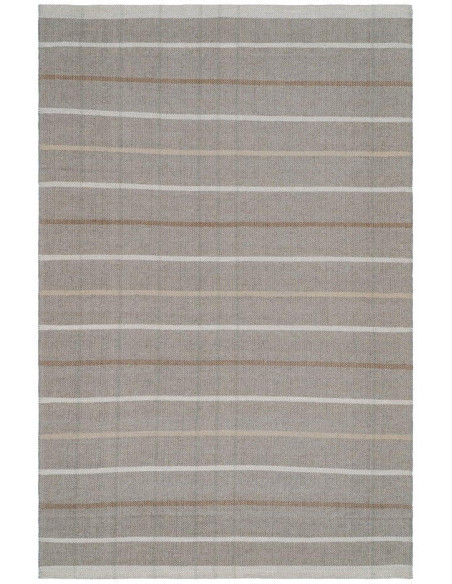 Tapis laine coton rayé gris beige 160x230 cm Mirelva