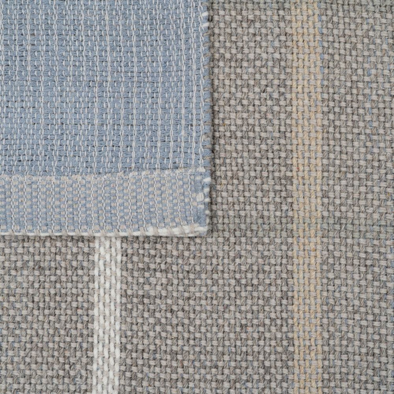 Tapis laine coton rayé gris beige...