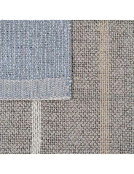 Tapis laine coton rayé gris beige 160x230 cm Mirelva